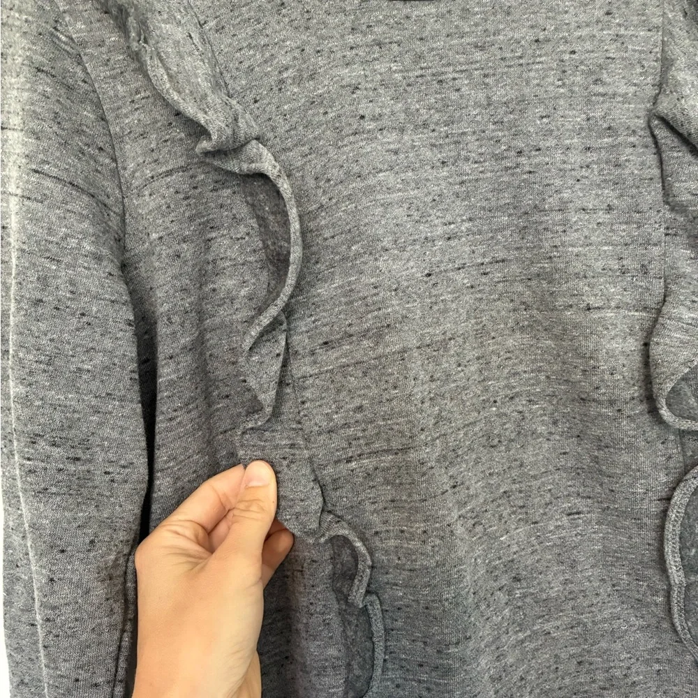 J. Crew Mercantile Gray Ruffled Sweatshirt Top Women’s Size Small